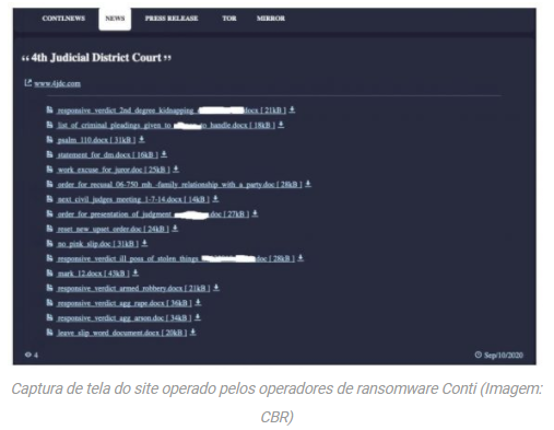 Tribunal Criminal dos EUA atingido pelo ransomware Conti