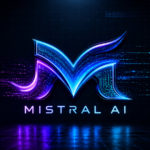 Logo da Mistral AI com efeito de hack