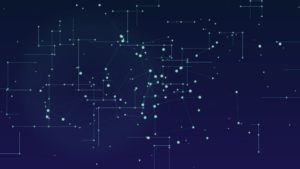 Ilustração de rede neural em verde-azulado sobreposta a circuitos representando ferramentas de programação com IA