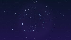 Ilustração abstrata em tons de azul e roxo representando avaliação de segurança de IA — rede neural com nós conectados