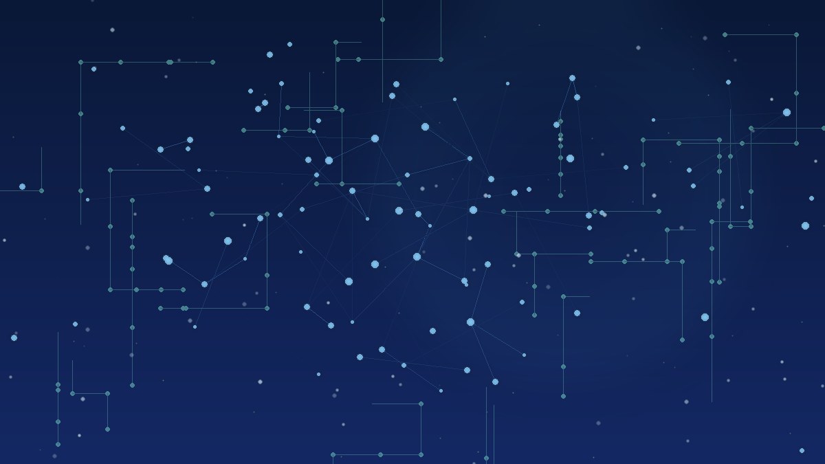 Ilustração abstrata azul de rede neural sobreposta a circuitos, representando implantação de IA em empresas